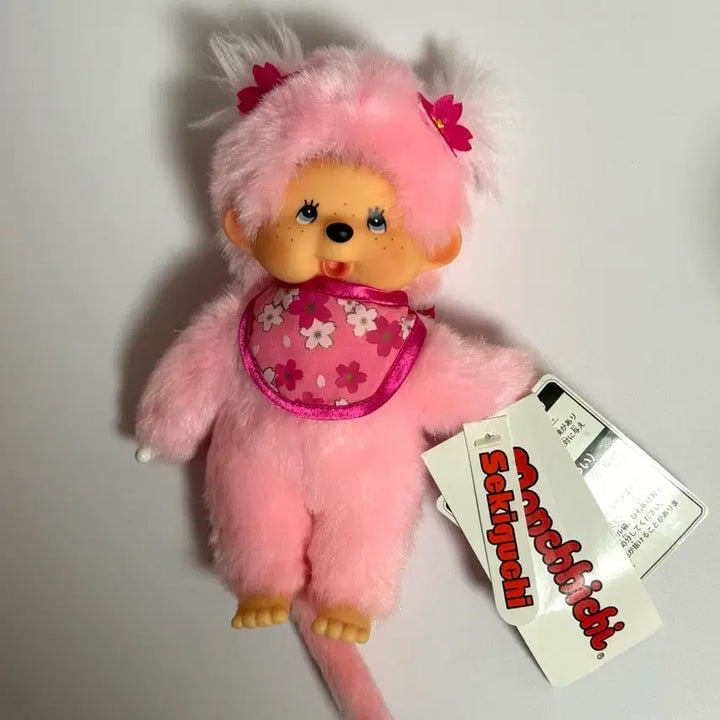 [BUNJANG] Sakura Monchhichi Doll Pink Pigtails Size S / 벚꽃 사쿠라 몬치치 s사이즈 양갈래 인형 핑크 분홍색
