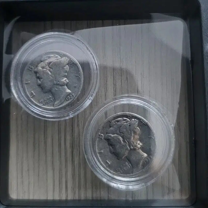 [BUNJANG] 1927 &amp; 1935 US Mercury Dime 10 Cent Silver Coins (2-Piece Set) / 1927년 미국 머큐리 다임(Mercury Dime) 10센트 은화 2점