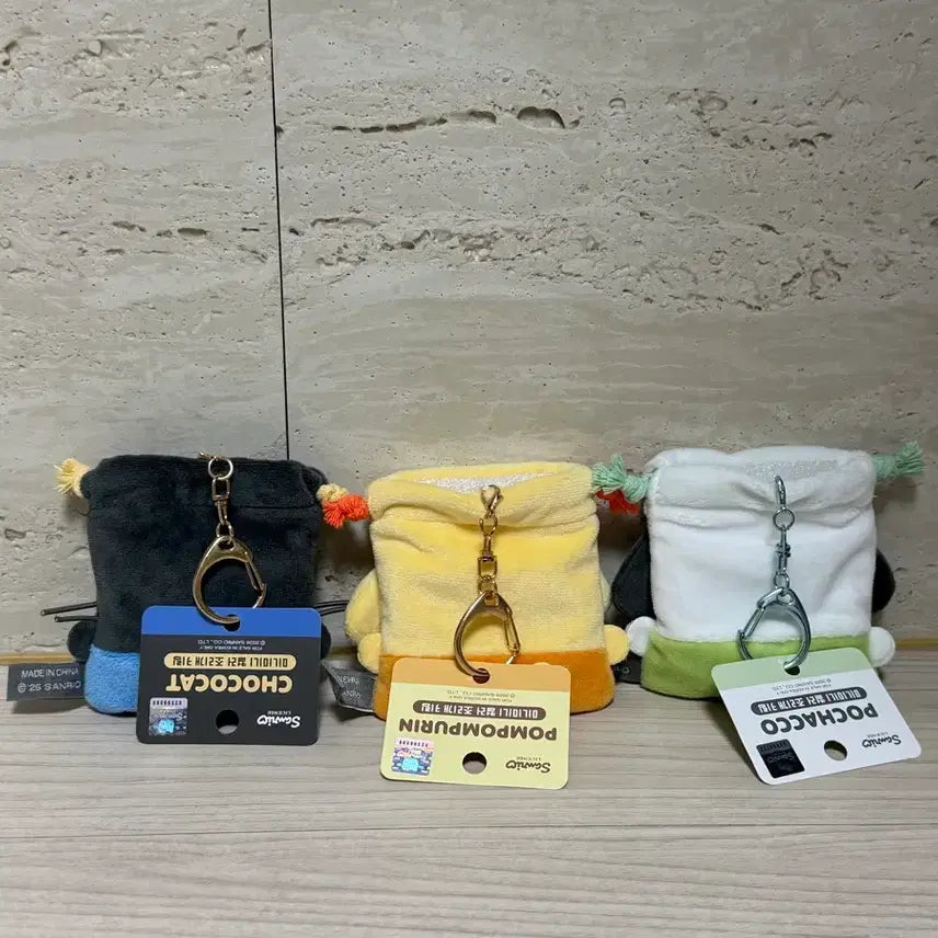 [BUNJANG] Sanrio Chococat, Pompompurin, Pochacco Mini Drawstring Charm Keychain Set / [일괄] 산리오 초코캣 폼폼푸린 포차코 미니 조리개 키링 세트