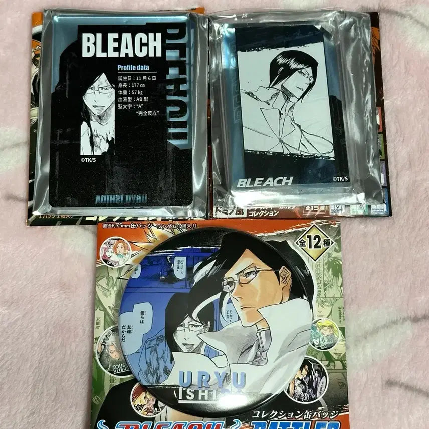 [BUNJANG] Bleach Uryu Ishida Original Art Acrylic Block Keychain Can Badge Status Set / 블리치 이시다 우류 원화 도미노풍 아크릴 블럭 키링 캔뱃지 스테이터스