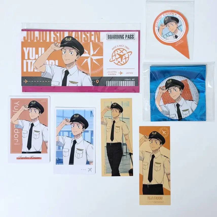 [BUNJANG] Jujutsu Kaisen Yuji Itadori Haneda Airport Limited Edition Set / 주술회전 하네다 에어포트 캔뱃지 티켓풍 카드 특전 푸드픽 이타도리 유지