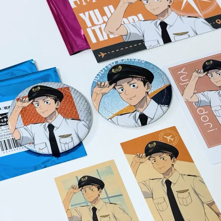 [BUNJANG] Jujutsu Kaisen Yuji Itadori Haneda Airport Limited Edition Set / 주술회전 하네다 에어포트 캔뱃지 티켓풍 카드 특전 푸드픽 이타도리 유지