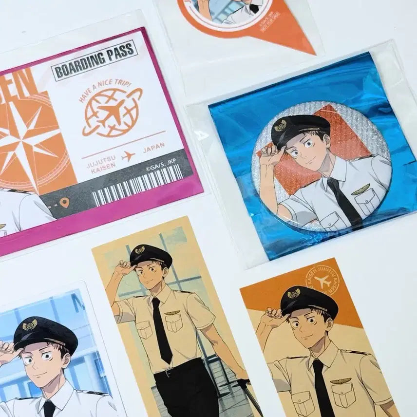 [BUNJANG] Jujutsu Kaisen Yuji Itadori Haneda Airport Limited Edition Set / 주술회전 하네다 에어포트 캔뱃지 티켓풍 카드 특전 푸드픽 이타도리 유지