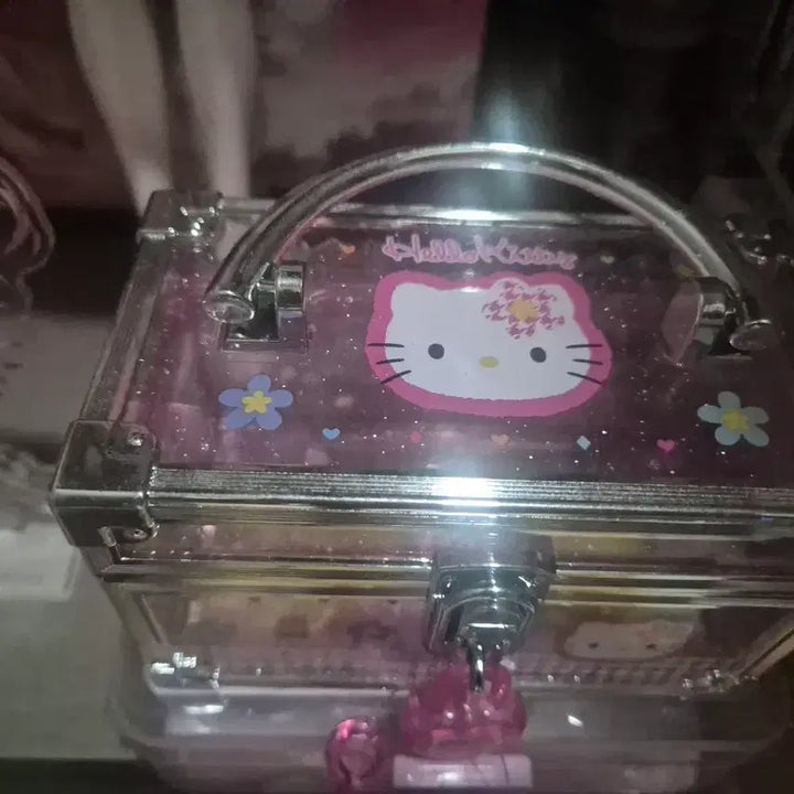 [BUNJANG] Hello Kitty Vanity Lockable Storage Box / 키티 베니티 투명 자물쇠 보관함