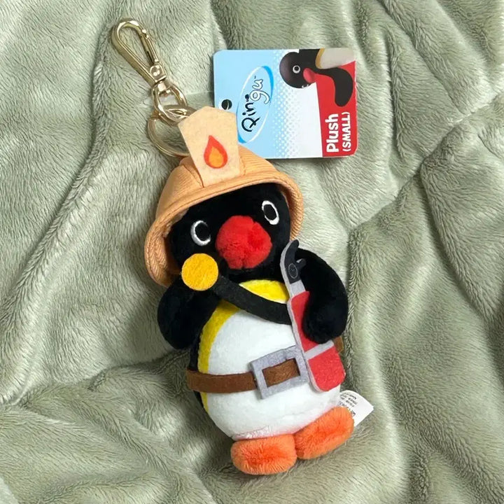 [BUNJANG] Pingu Firefighter Costume Plush Keychain / 택0,새상품) 핑구 소방관 코스튬 인형 키링