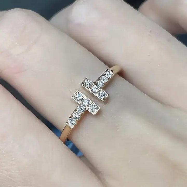 [BUNJANG] Tiffany &amp; Co. T Collection Coil Ring with Diamonds, Adjustable Size 13 / 티파니 T 다이아 코일 조절반지 여성 13호