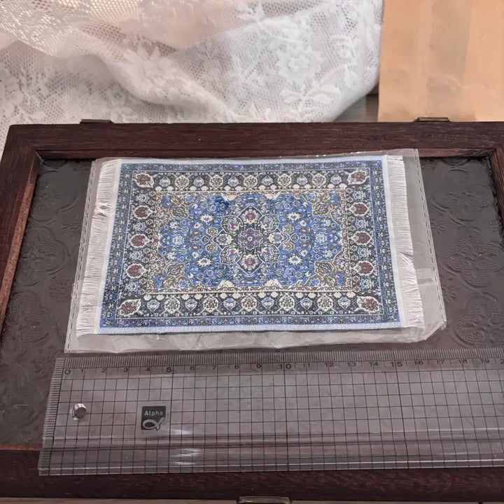 [BUNJANG] Miniature Dollhouse Carpet Blue Patterned / 미니어처 인형집 카페트
