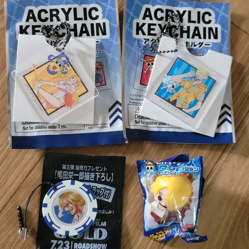 [BUNJANG] One Piece Acrylic &amp; Block Keychains Bundle Set (Nami, Sanji, Chibi Sanji) / 일괄)원피스키링 상디키링 나미키링 원피스블럭키링 원피스아크릴키링