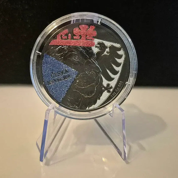 [BUNJANG] Limited Edition Czech Lion Ruthenium Plated Diamond Dust Silver Coin / 한정판 체코 사자 루테늄도금 다이아몬드 더스트 은화