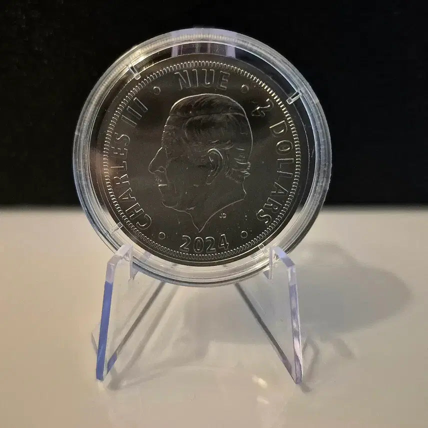 [BUNJANG] Limited Edition Czech Lion Ruthenium Plated Diamond Dust Silver Coin / 한정판 체코 사자 루테늄도금 다이아몬드 더스트 은화