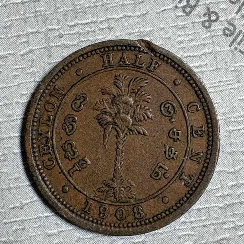 [BUNJANG] Sri Lanka 1908 Edward VII 1/2 Cent Coin / 스리랑카 1908 에드워드 7세 반센트 동전