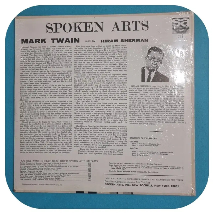[BUNJANG] Mark Twain Read by Hiram Sherman LP NM/M / 마크 트웨인 LP NM/M