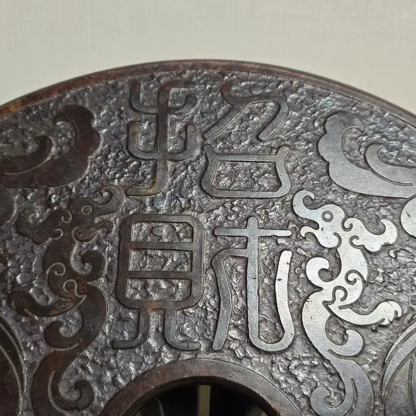 [BUNJANG] Large Natural Jade Double-Sided Carving Dragon and Phoenix / 옥공예, 대형 용봉문 천연옥 양면 조각