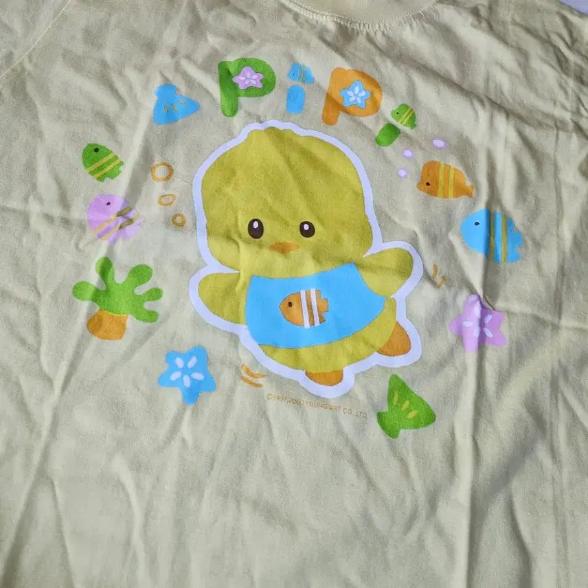[BUNJANG] Youngart Pipi Short Sleeve T-Shirt / 영아트 피피 반팔티셔츠 고전문구 레트로 빈티지 방꾸 소품 병아리 캐릭터