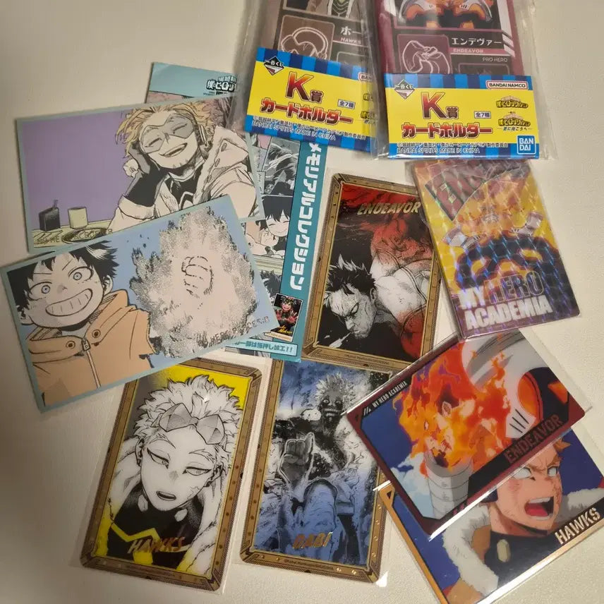 [BUNJANG] My Hero Academia Hawks, Endeavor, Dabi Original Art Exhibition Memorial Clear Card Holder &amp; Cards Set / 히로아카 나히아 호크스엔데버다비 원화전 메모리얼 금박클리어 쿠지 카드홀더