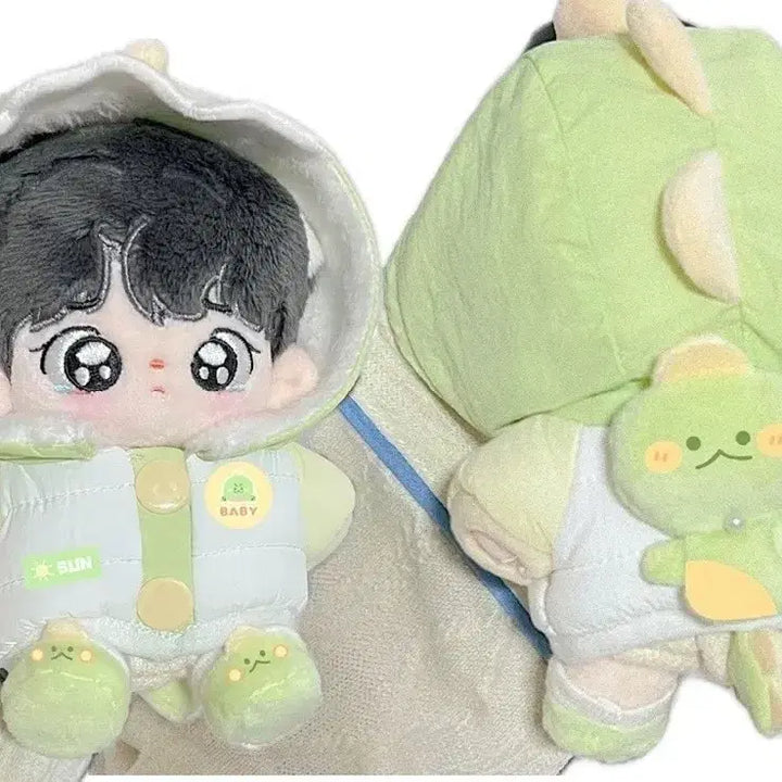 [BUNJANG] Baby Dinosaur 3-Piece Outfit for 10cm Dolls / 10cm 인형옷 아기공룡