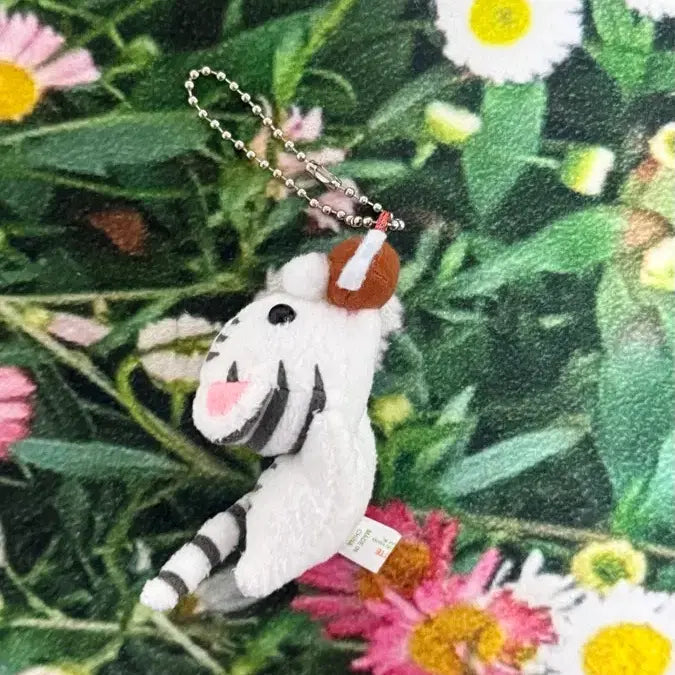 [BUNJANG] Pakkun Club White Tiger Plush Keychain / 팟쿤 클럽 화이트 타이거 빈티지 인형 키링
