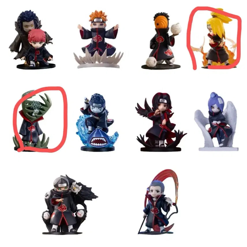 [BUNJANG] PopMark Naruto Akatsuki Zetsu &amp; Deidara Figure Bundle Set / (!!택포 3.4)팝마크 나루토 아카츠키 피규어 제츠, 데이다라 일괄