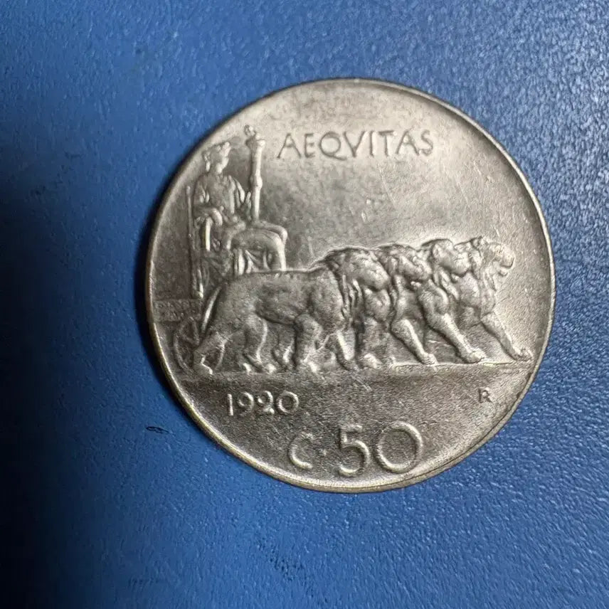 [BUNJANG] 1920 Italy Vittorio Emanuele III 50 Centesimi Coin / 완미사용 1920년 이탈리아 비토리오 에마누엘레 3세 50센태시미 주화