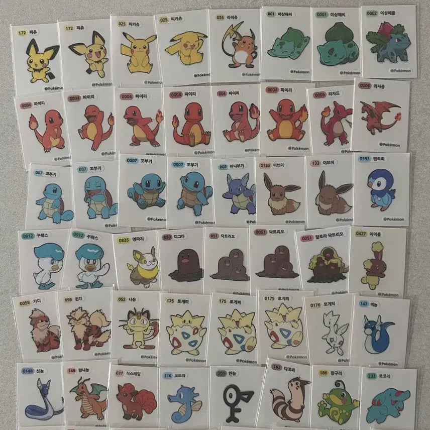 [BUNJANG] Pokemon Stickers 69-Piece Bundle (Includes Pikachu, Jirachi &amp; Mew) / 포켓몬 띠부씰 69장 일괄 (피카츄~..지라치&amp;뮤 포함)