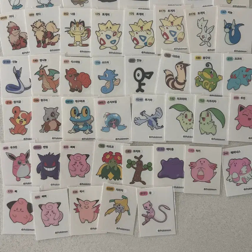 [BUNJANG] Pokemon Stickers 69-Piece Bundle (Includes Pikachu, Jirachi &amp; Mew) / 포켓몬 띠부씰 69장 일괄 (피카츄~..지라치&amp;뮤 포함)