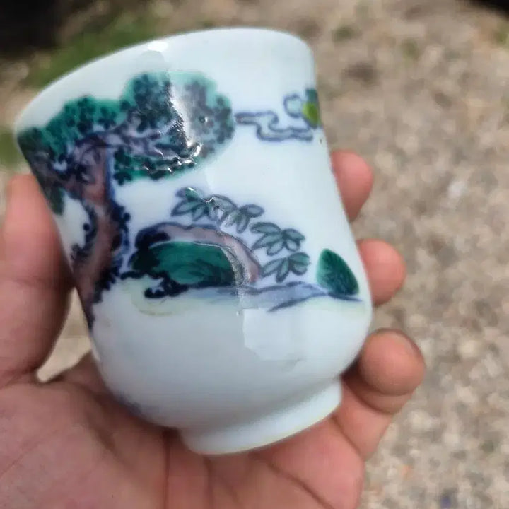 [BUNJANG] Sindeokdangje Blue and White Porcelain Tea Cup / 중국도자기 신덕당제 관지 투채 압수배 잔