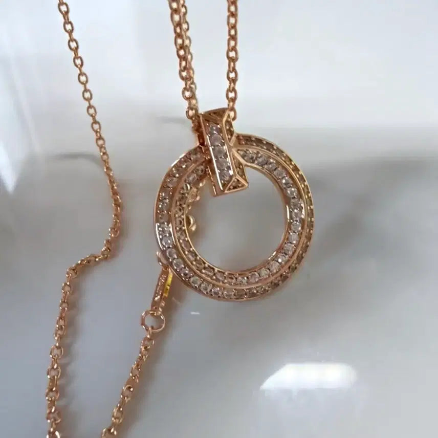 [BUNJANG] Tiffany &amp; Co. T Series Round Diamond Setting Necklace Gold Tone / 티파니 앤 코 T시리즈 원형 다이아 세팅 여성 목걸이 골드컬러