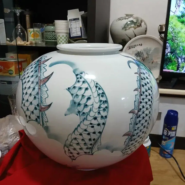 [BUNJANG] Joseon Dynasty Blue and White Porcelain Vase with Dragon Motif / 청화 백자