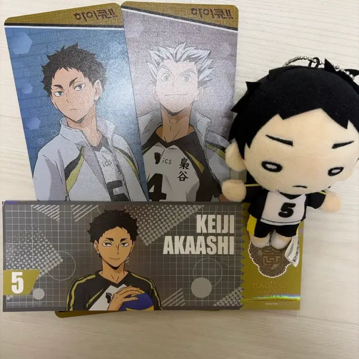 [BUNJANG] Haikyuu!! Keiji Akaashi Competition Uniform Nendoroid Plush + 3 Types of Phototickets Set / 하이큐 아카아시 케이지 경기복 니토탄 누이 + 포토티켓 3종