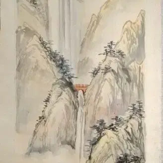 [BUNJANG] Chinese Antique Landscape Scroll Painting of Mount Huangshan, Early-Mid 20th Century / 연대감 있는 황산폭포도 산수화 그림 족자 중국골동품 미술품 수집품
