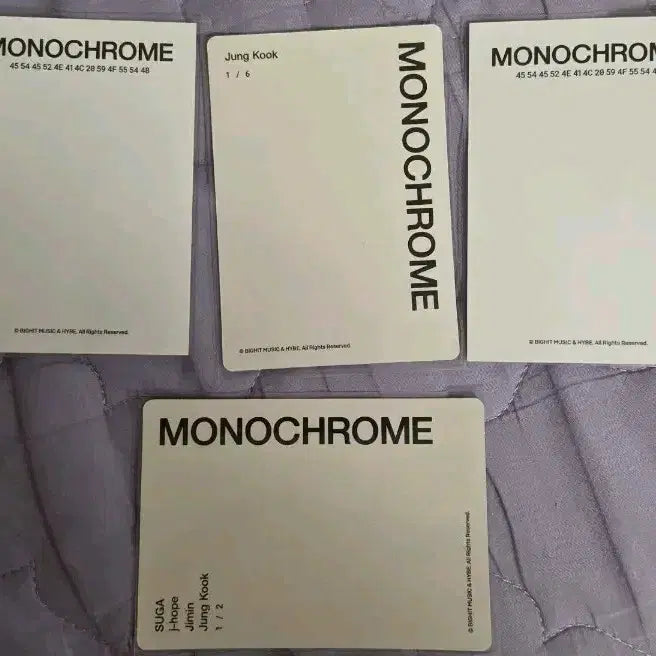[BUNJANG] BTS Jungkook Monochrome Photocard / BTS &amp; JK Monochrome Photocard (Lot of 4)