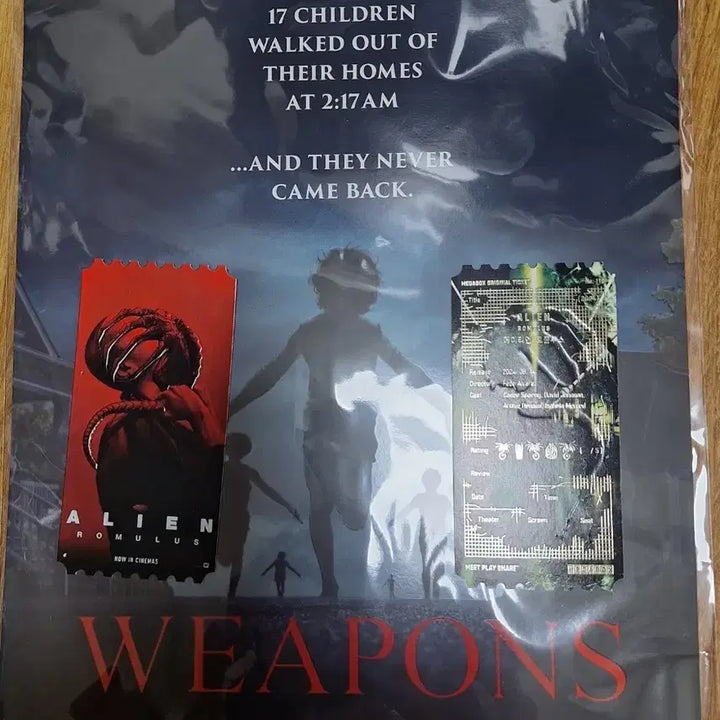 [BUNJANG] Alien: Romulus Weapons Poster &amp; Original Ticket Set / 영화 특전 웨폰스 포스터 1장, 에이리언 에일리언 로물루스 오리지널 티켓