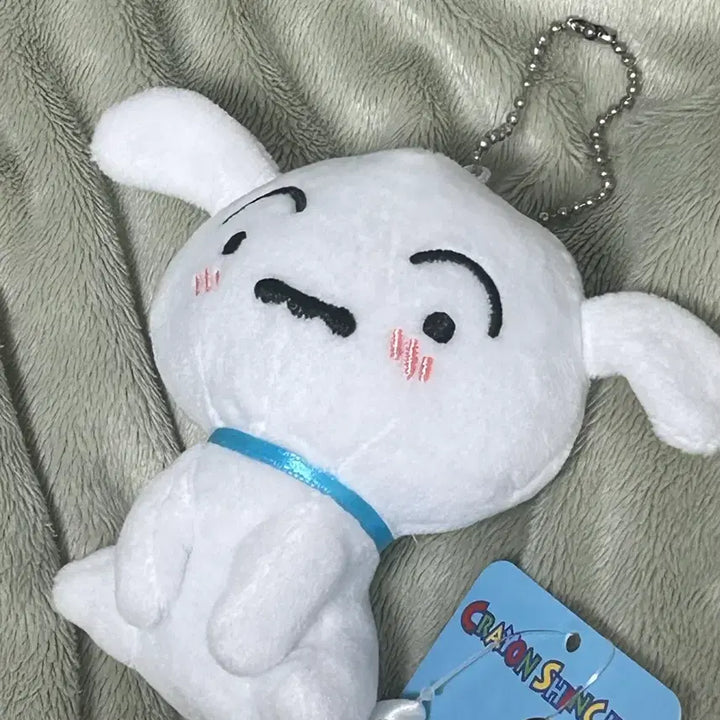 [BUNJANG] Crayon Shin-chan Shiro (Snowy) Shy Expression Plush Keychain / 택0,새상품) 짱구 흰둥이 수줍은 표정 인형 키링