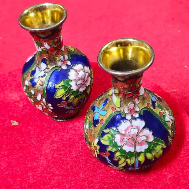 [BUNJANG] Antique Cloisonné Mini Vase Set (2 Pieces) / 고급스러운 엔틱 칠보 미니 화병 2개 세트 (인테리어 소품)