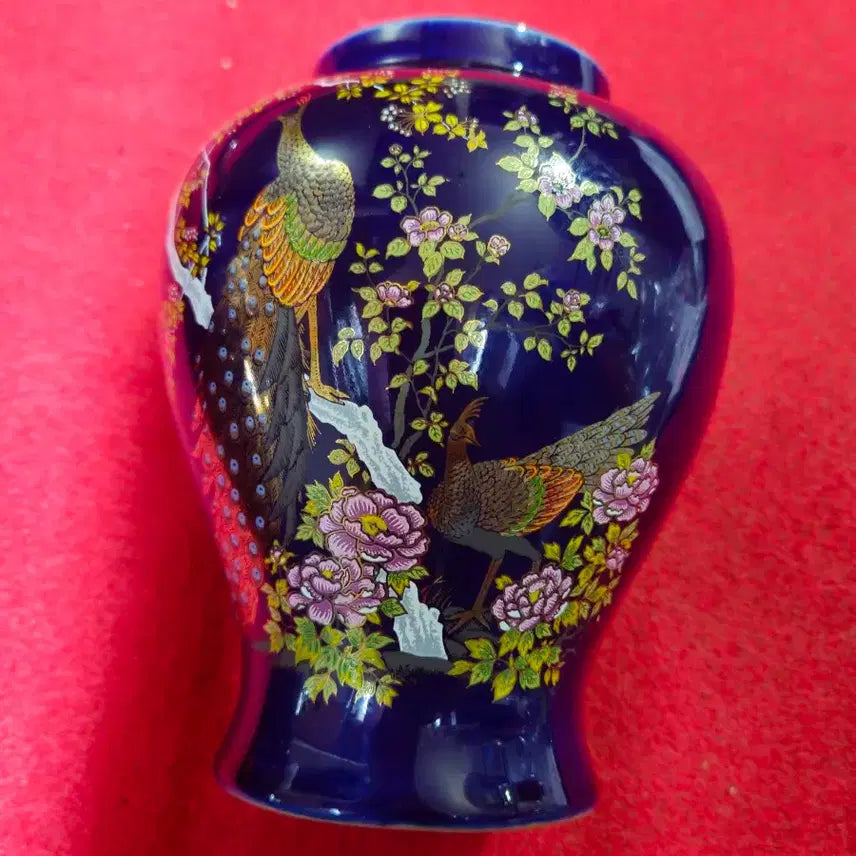 [BUNJANG] Antique Japanese Yujunyo Style Ceramic Vase Set (Peacock Motif) / 일본 엔틱 유준요 스타일 도자기 화병 2개 세트 (공작새 문양)