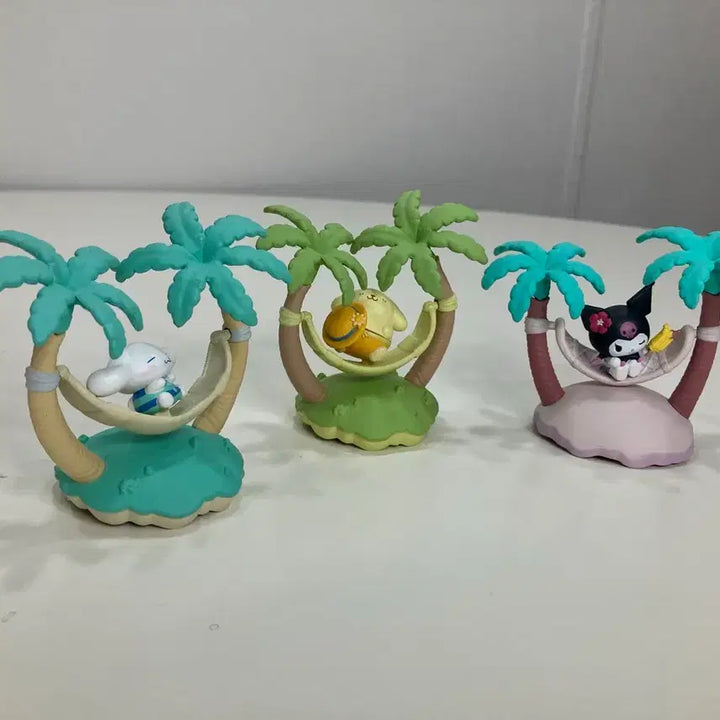 [BUNJANG] Sanrio Characters Palm Tree Hammock Figures Bundle Set / 산리오 캐릭터 야자수 해먹 피규어 일괄