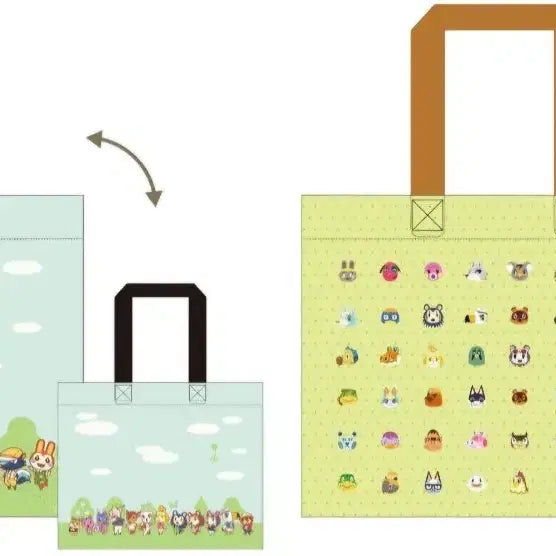 [BUNJANG] Animal Crossing 2 Type Set Tarpaulin Bag / 동물의숲 2종 세트 세븐일레븐 한정 타포린백