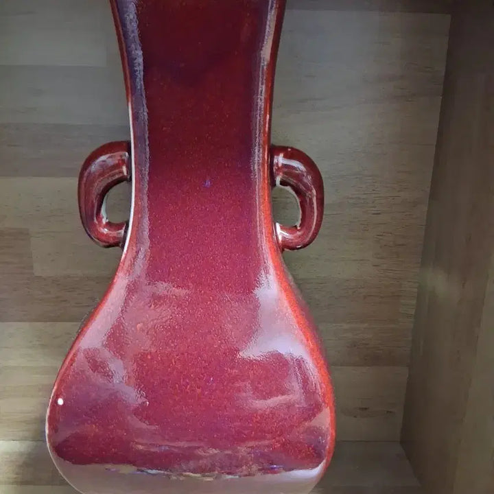 [BUNJANG] Red Ceramic Vase with Handles / 도자기