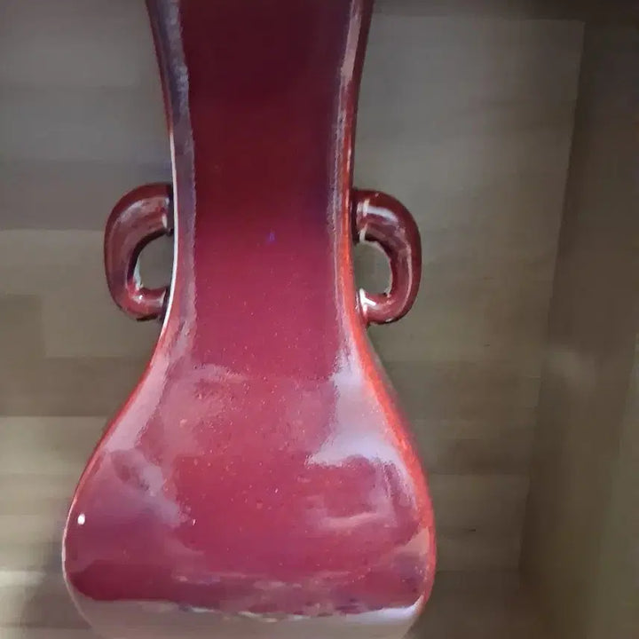 [BUNJANG] Red Ceramic Vase with Handles / 도자기