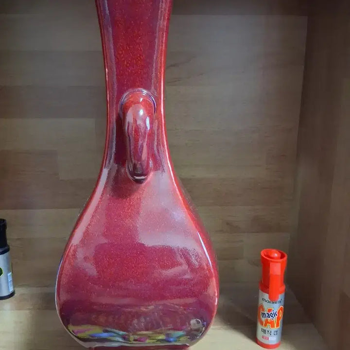 [BUNJANG] Red Ceramic Vase with Handles / 도자기