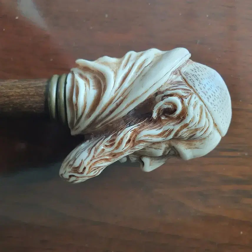 [BUNJANG] Antique Philosopher Socrates Carved Walking Cane / 골동품.이탈리아 지팡이 철학자 소크라테스
