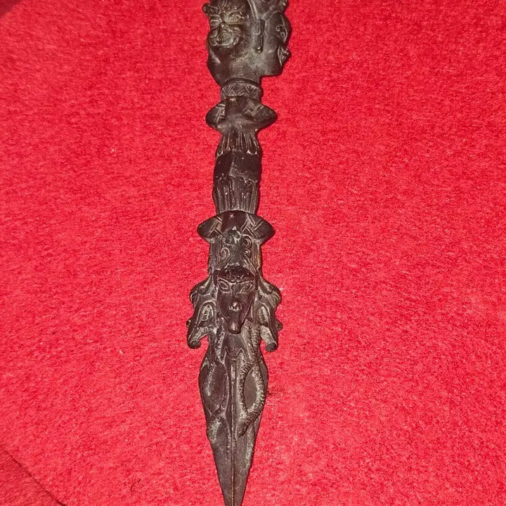 [BUNJANG] Antique Tibetan Bronze Vajra (Dorje) with Horsehead Guardian / [엔틱 민속품] 티베트 밀교 청동 금강저 (마두명왕 금강궐 / 액운타파