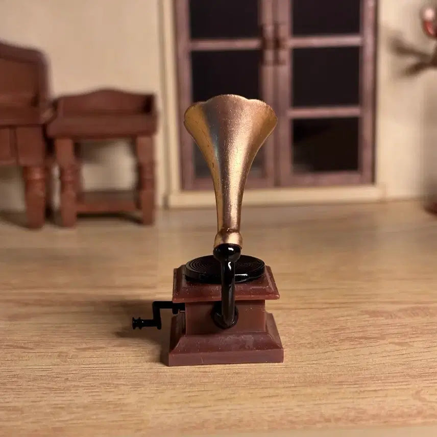 [BUNJANG] Miniature Gramophone LP Gold Brown / 미니어처 축음기 LP 골드 브라운