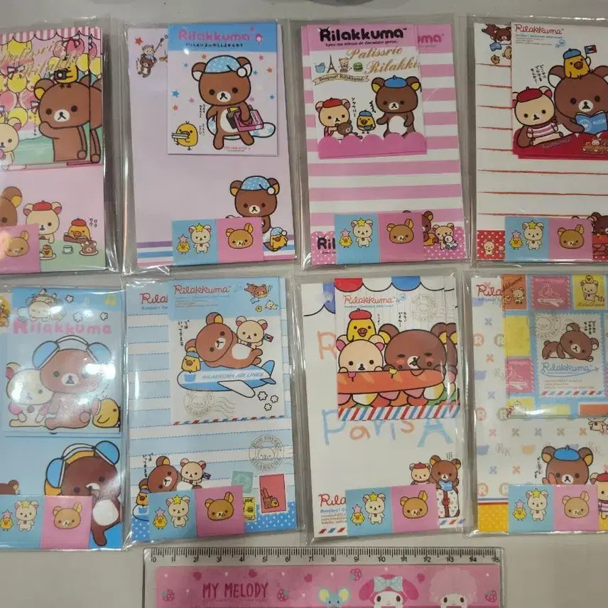 [BUNJANG] Rilakkuma Classic Mini Letter Set Bundle / 리락쿠마 지류 8종디자인 고전제품 미니편지지셋트 일괄 다꾸