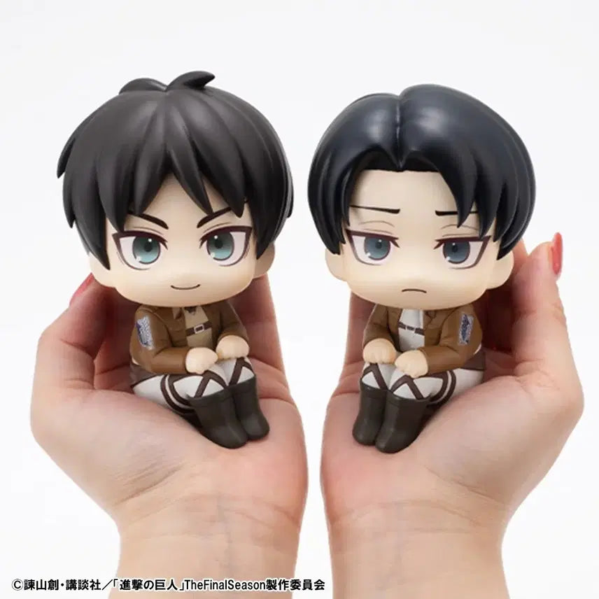 [BUNJANG] Attack on Titan Eren &amp; Levi Look Up Figures (Cushion Included) - Sealed / (방석 포함) 진격의 거인 에렌 리바이 룩업 미개봉