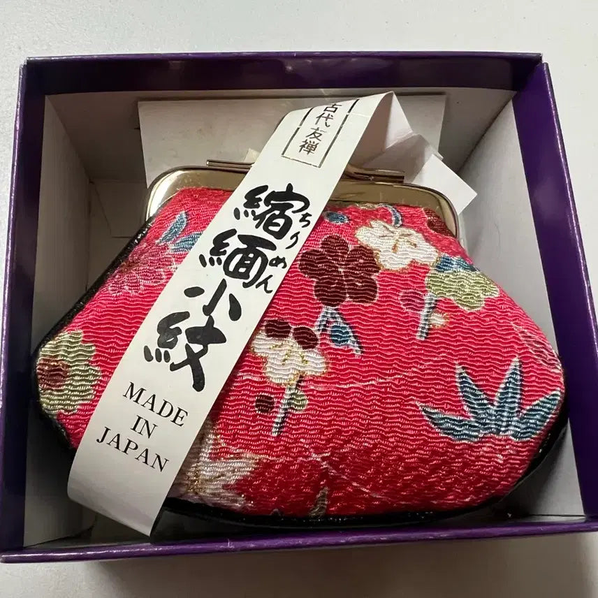 [BUNJANG] Chirimen Crepe Floral Gamaguchi Coin Purse / [새상품] 일본 치리멘 꽃무늬 가마구치 동전지갑