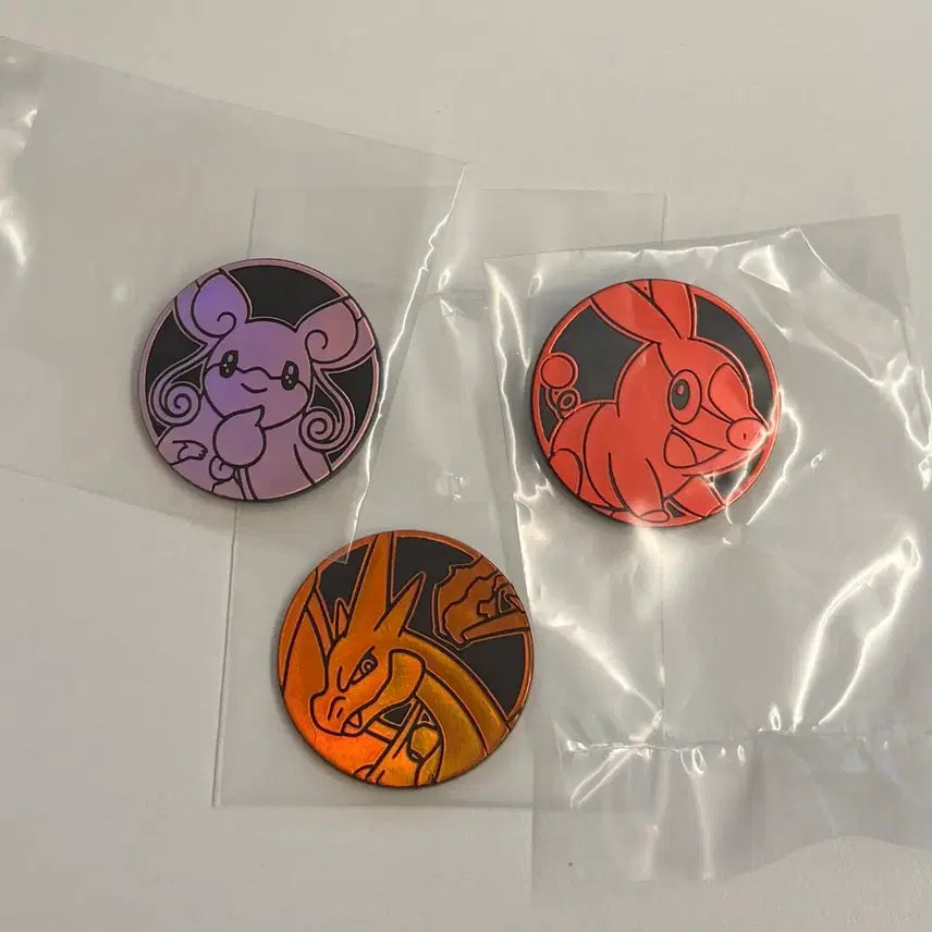 [BUNJANG] Pokemon Center Card Game Coin Set 6 - Charizard, Dedenne, Scraggy / 포켓몬센터 카드게임 코인 6탄 리자몽 다부니 뚜꾸리