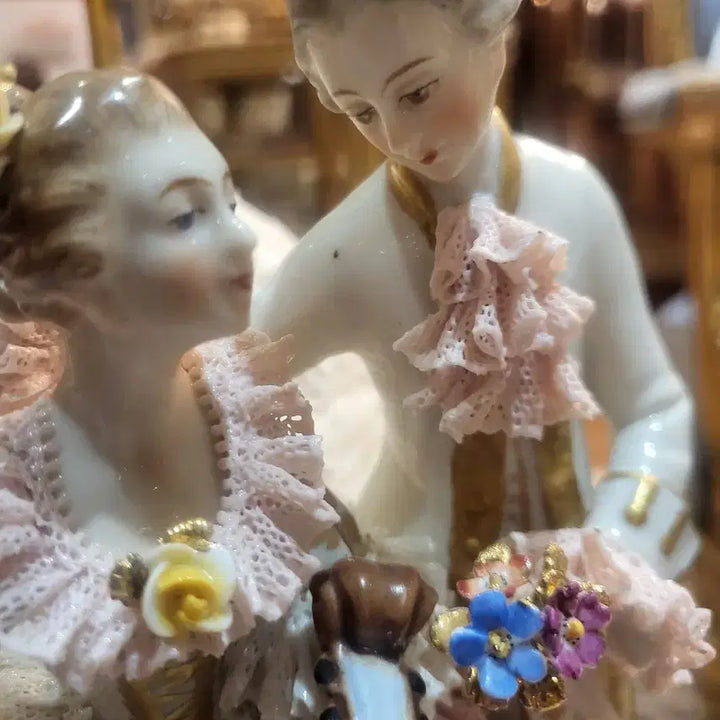 [BUNJANG] Dresden Porcelain Couple Figurine with Cello / 드레스덴  커플 피겨린