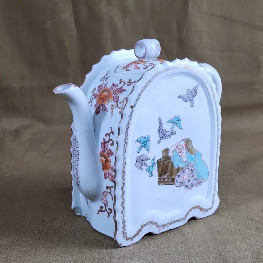 [BUNJANG] Chinese Ming Dynasty Celadon Porcelain Brush Holder with Gilded Finish / 중국도자기 명대고전문양 세필금채마감 주자