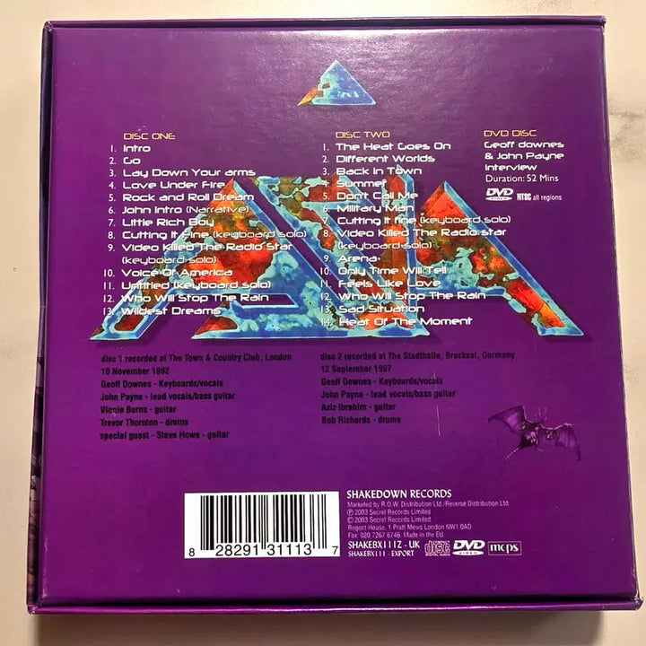 [BUNJANG] Asia Live CD+DVD Box Set / Asia 아시아 Live CD+DVD 박스 ASIA 라이브 락 Rock